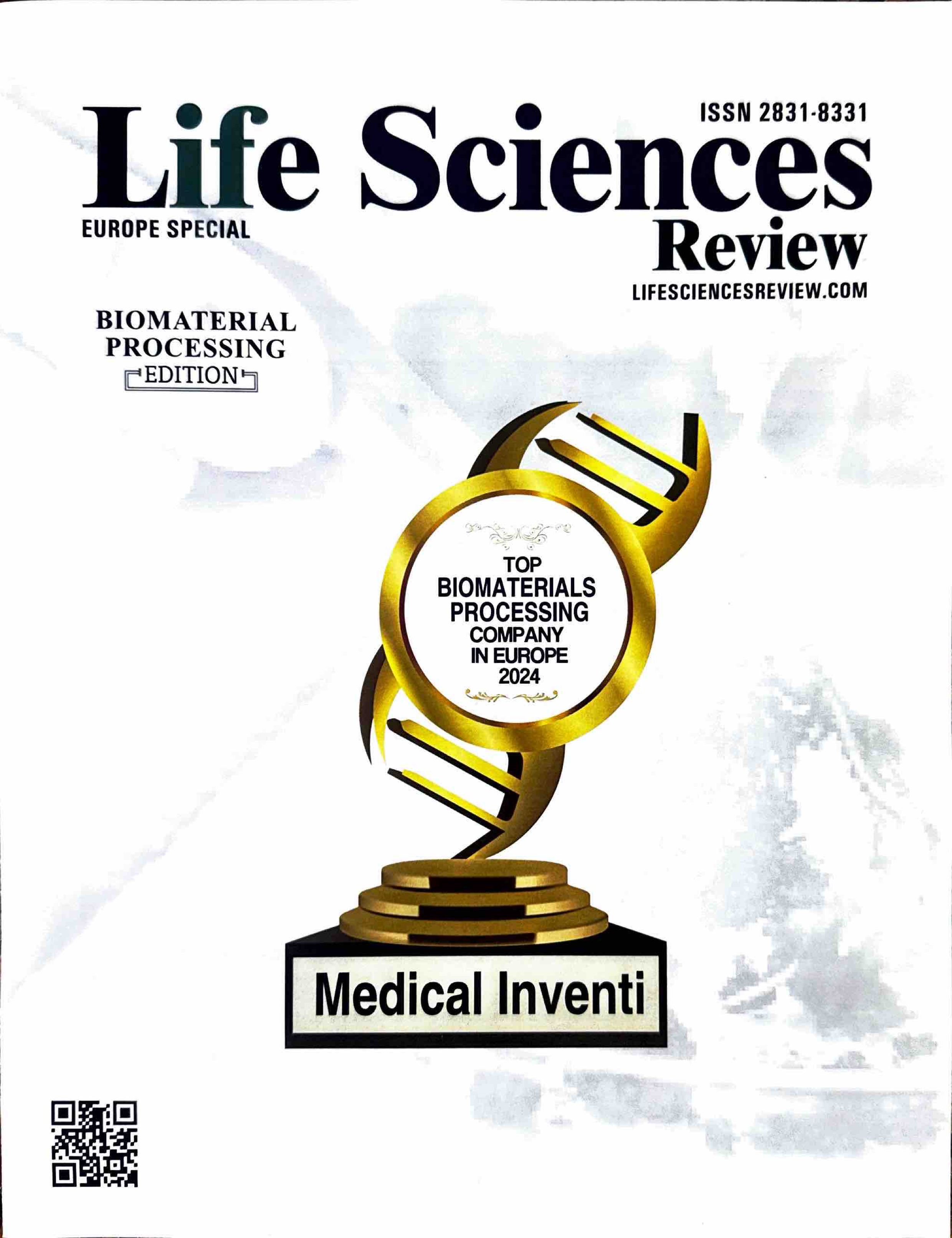 Medical Inventi Award — Top Biomaterials Processing Company Europe 2024 for FlexiOss bone regenerative material